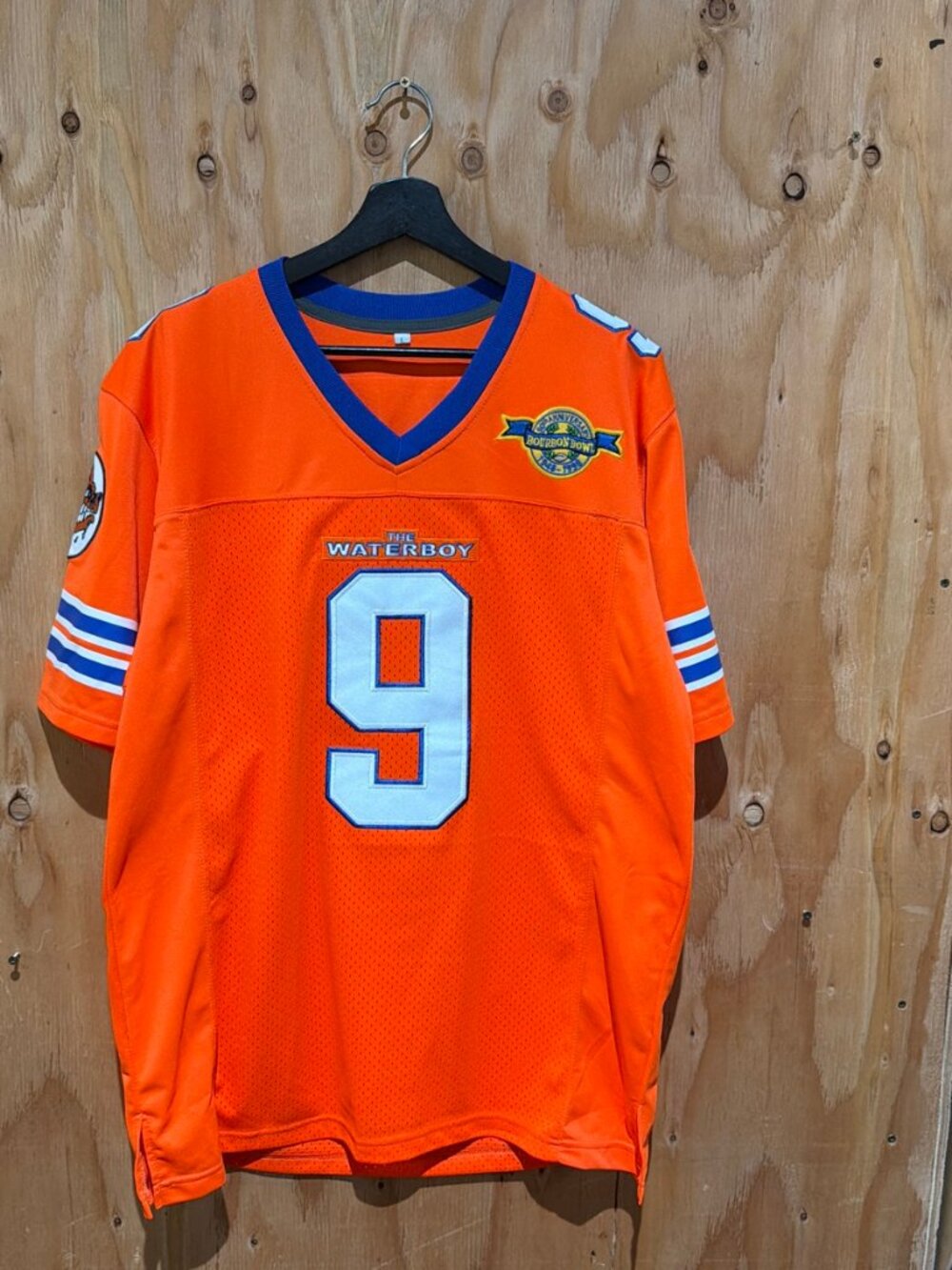 The Waterboy Bobby Boucher #9 Football Jersey Orange L Mud Dogs Stitched Movie